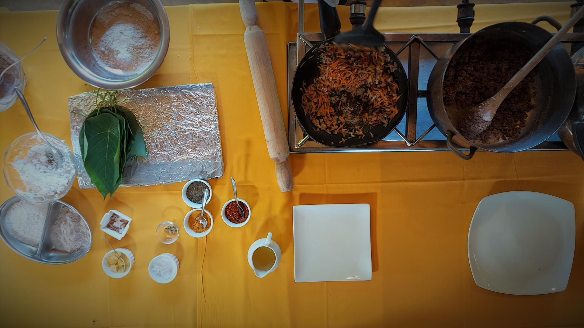 Cooking Table with Sri Lankan Spices